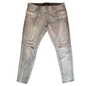Jordan Craig Ross Mens Distressed Skinny Fit Jeans 40x32 Ripped Knees Frayed Hem